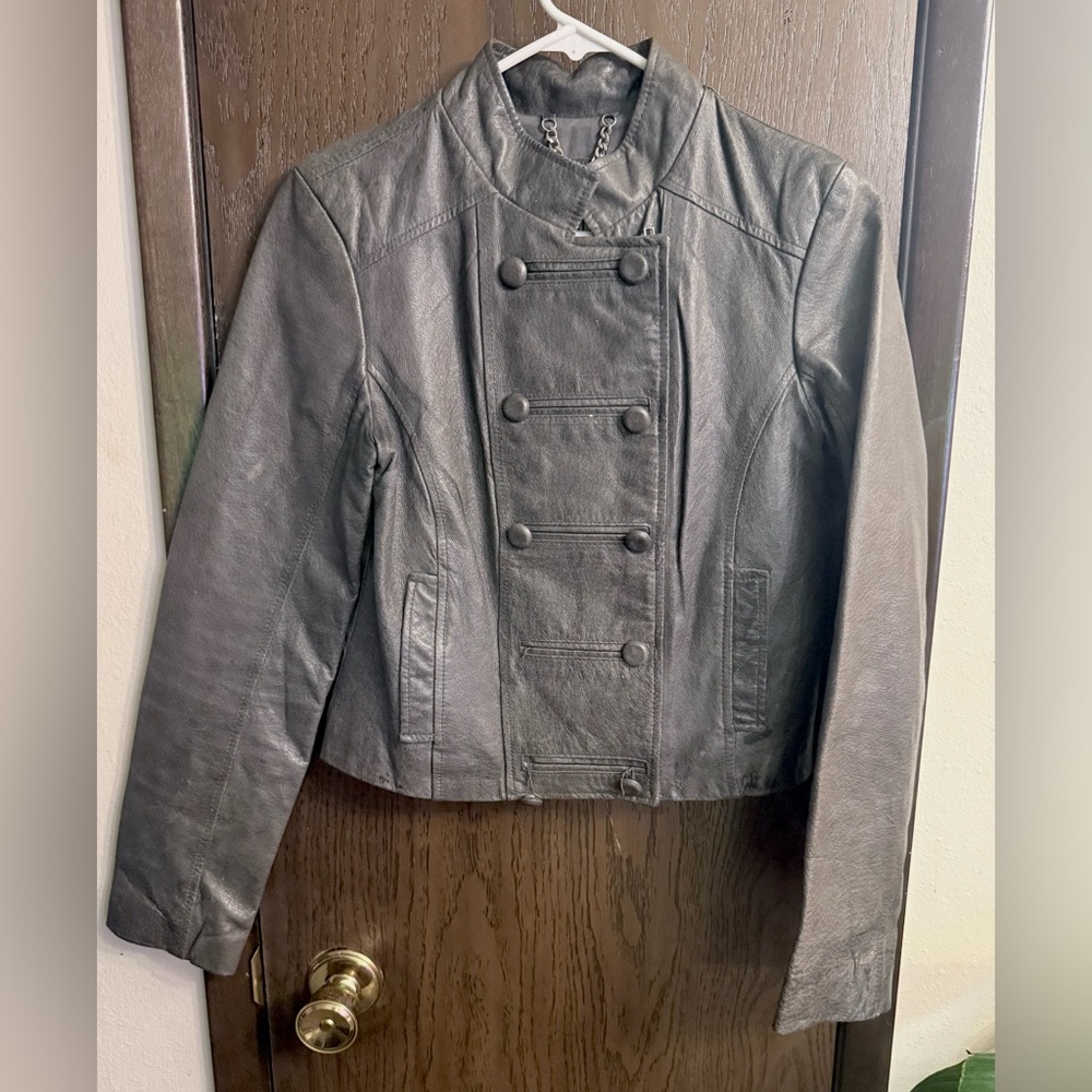 BB Dakota Grey Leather Jacket